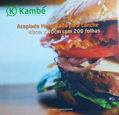 PAPEL LANCHE 40X40 ACOPLADO METALIZADO 200 FOLHAS