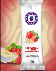 PICOLE MORANGO C/ LEITE COND 55GR TRILHA AMAZONAS 