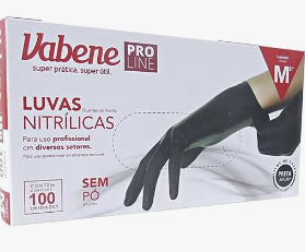 LUVA NITRILICA PRETA M 100 UN