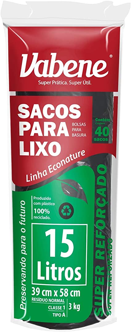 SACO DE LIXO VABENE 15 L 40 SACOS