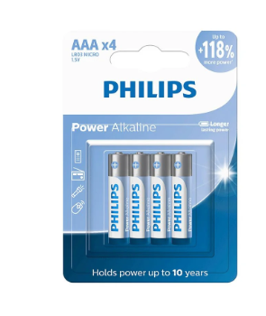 PILHA PHILIPS ALCA. LR03 C/04 AAA