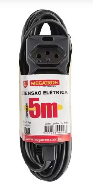 EXTENSAO PP PLANO 3X0,75X5,0M ATE 220V PR SACO PLASTICO