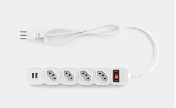 FILTRO DE LINHA ELET C/4 TOMADAS + 2 USB EPE 204 (1M) - INTELBRAS