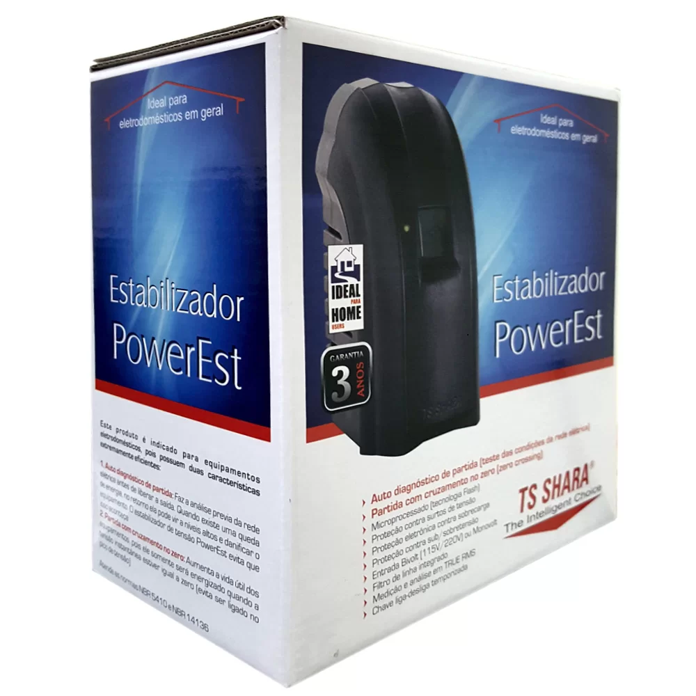 ESTABILIZADOR TS SHARA POWEREST 300VA BIVOLT 9001 PRETO BIVOLT